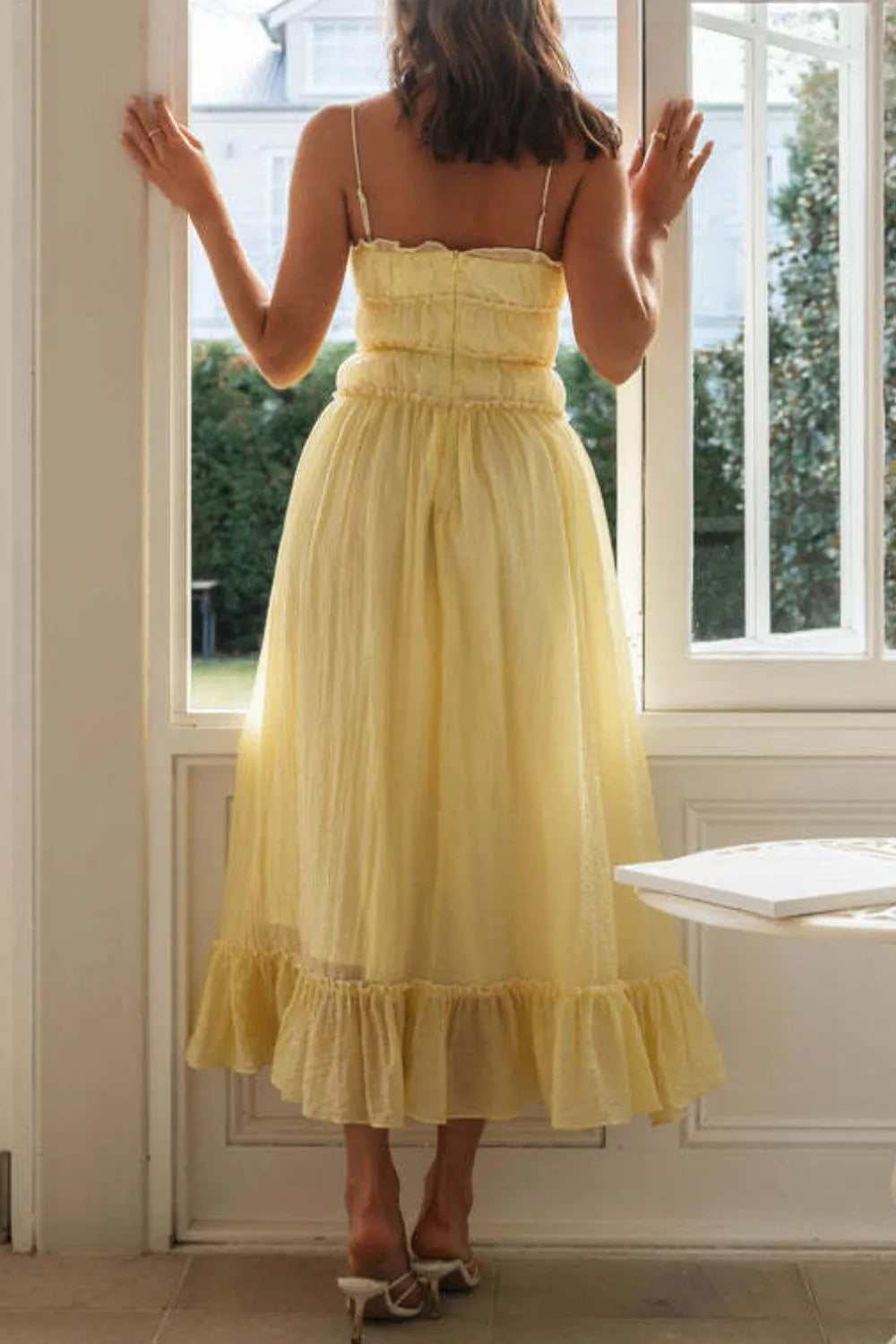 Frill Tied Front Midi Cami Dress.