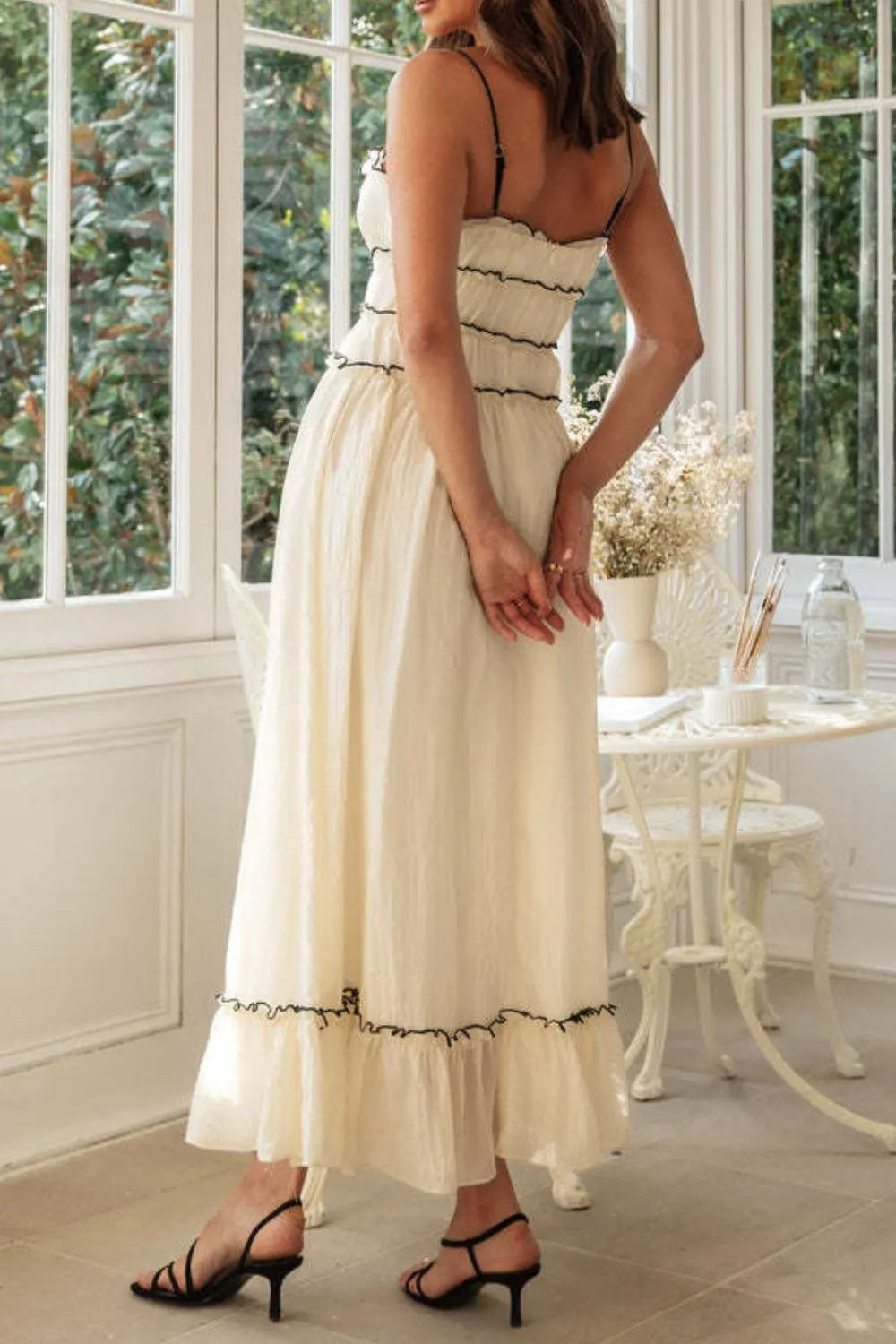 Frill Tied Front Midi Cami Dress.