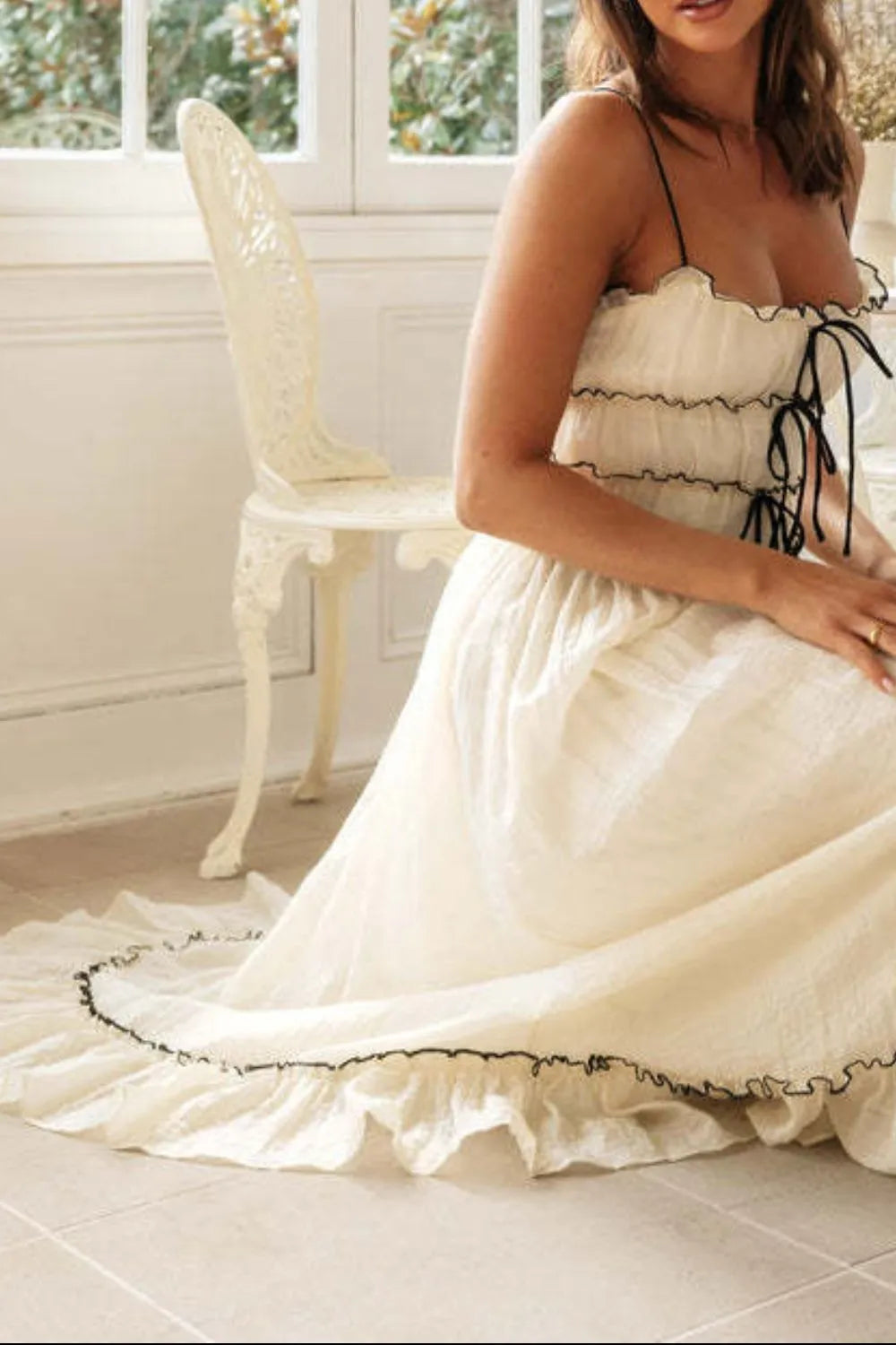 Frill Tied Front Midi Cami Dress.