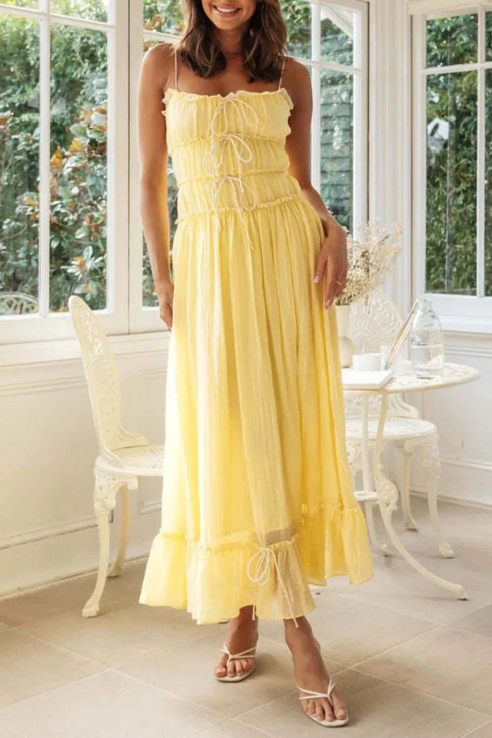 Frill Tied Front Midi Cami Dress.