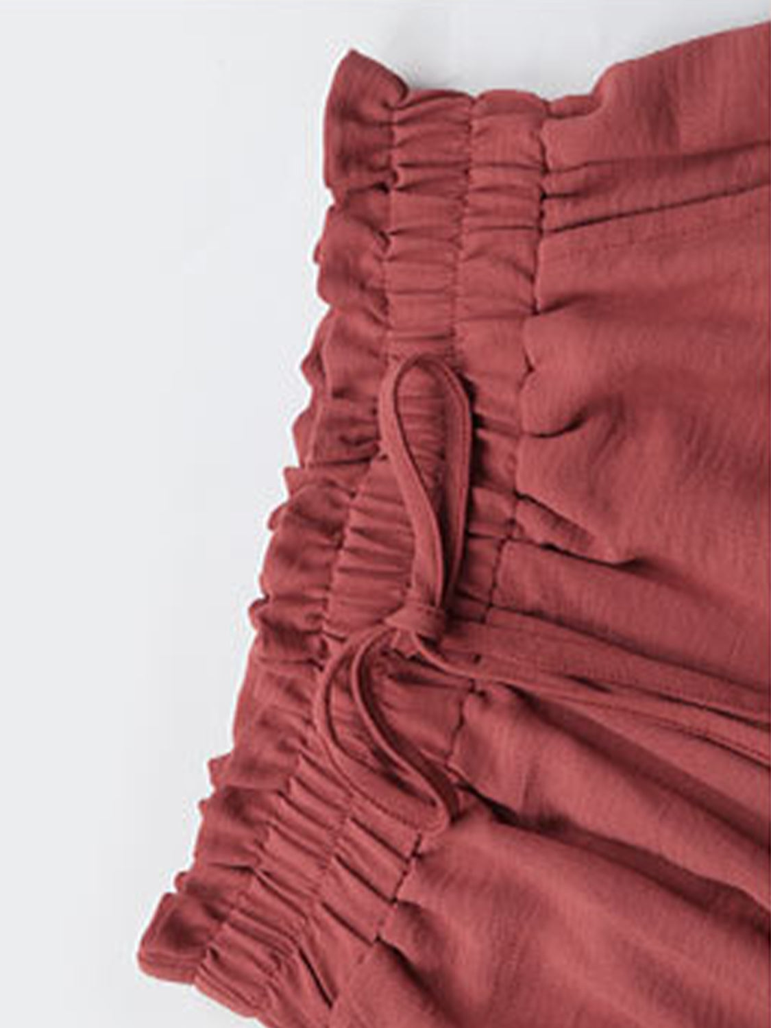 Frill tied wide leg pants, opaque.