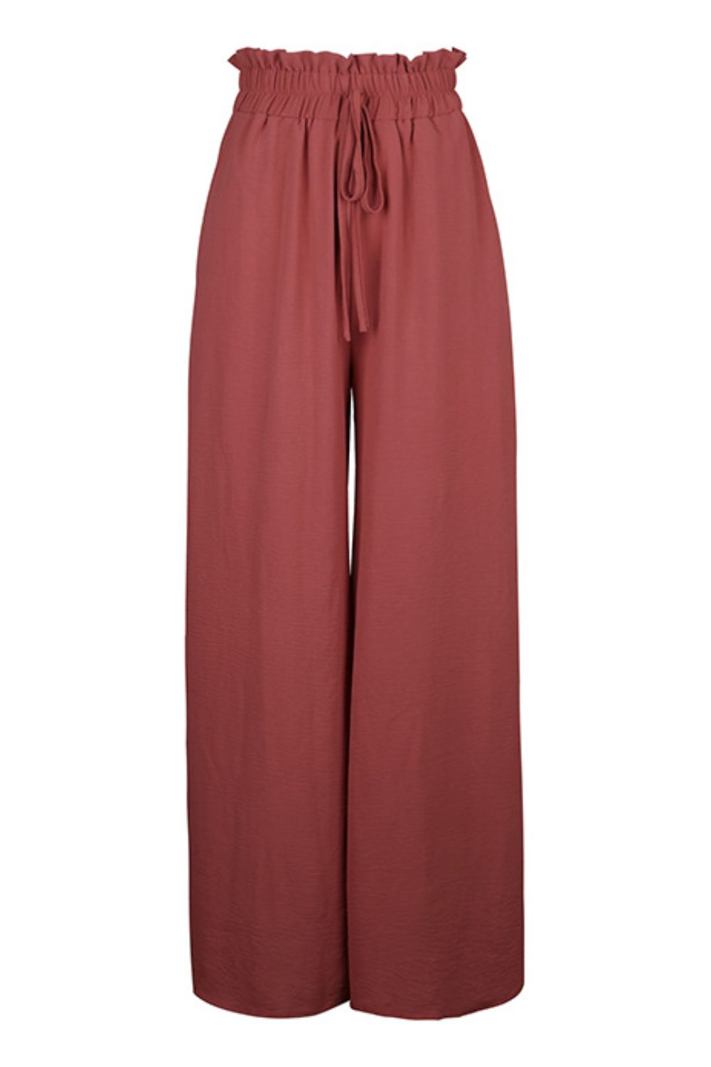Frill tied wide leg pants, opaque.