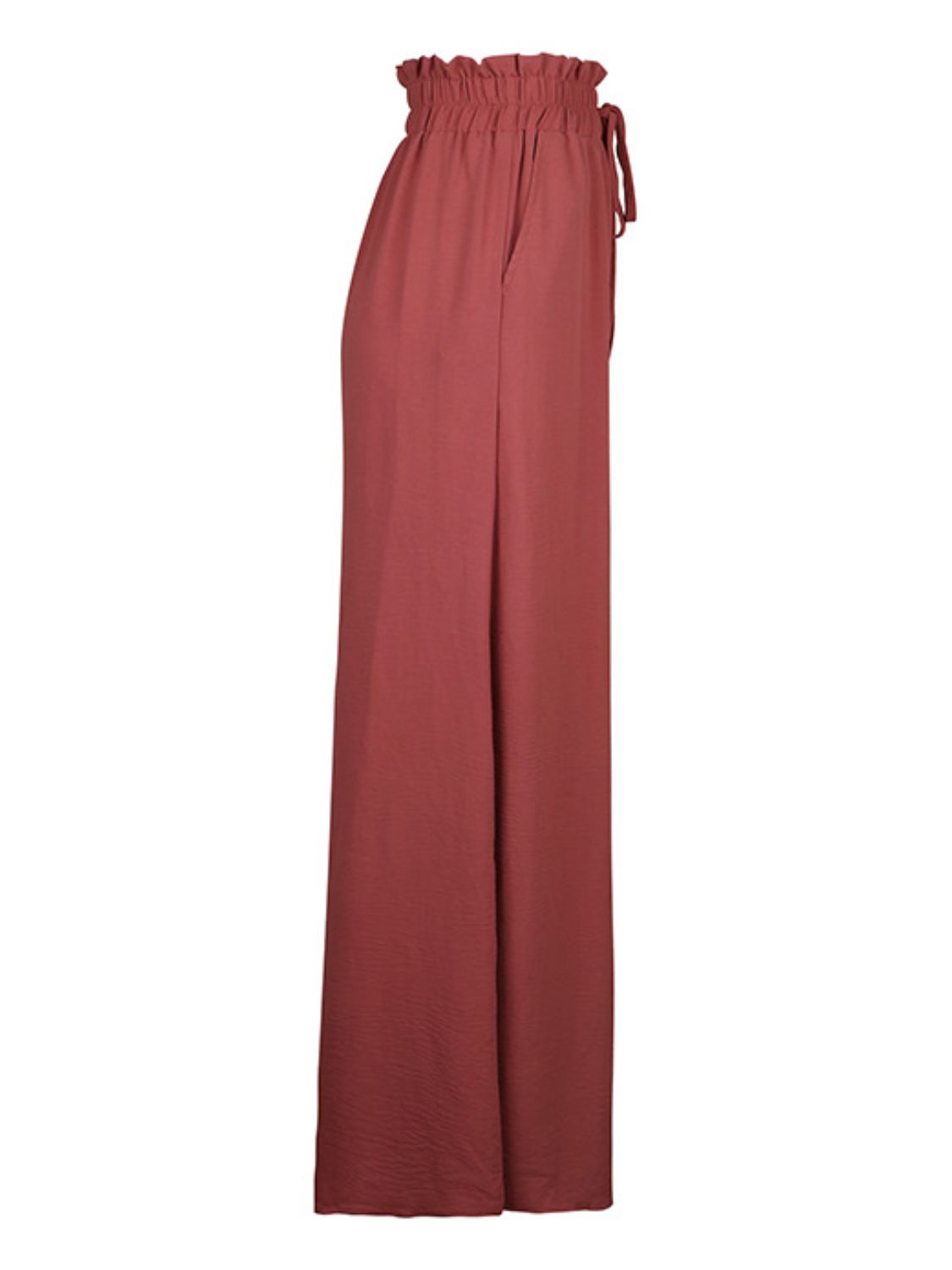 Frill tied wide leg pants, opaque.