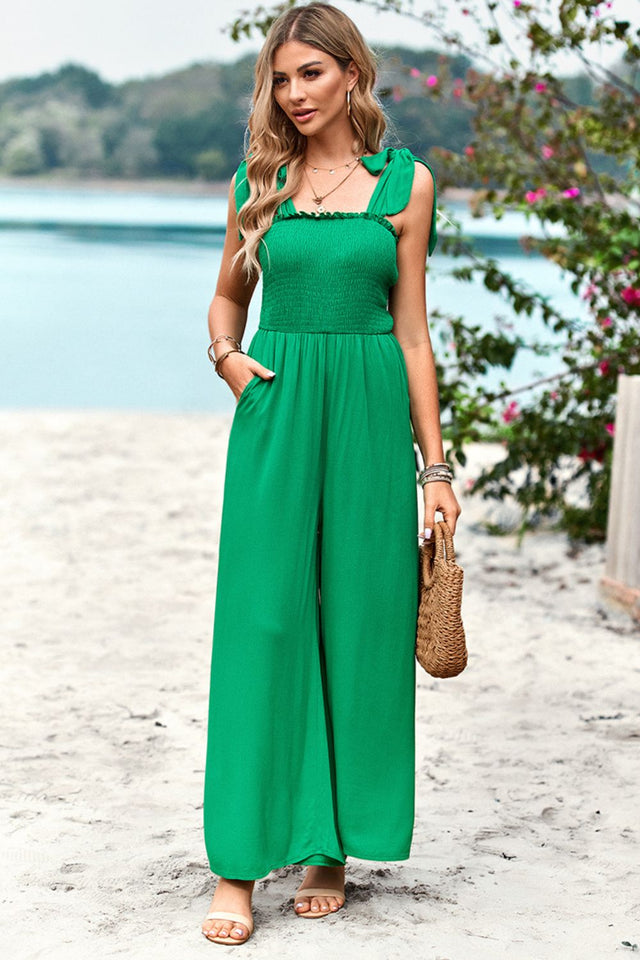 Botanical Print Surplice Neck Tie Waist Romper.