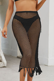 Fringe Openwork High Waist Swim Skirt.