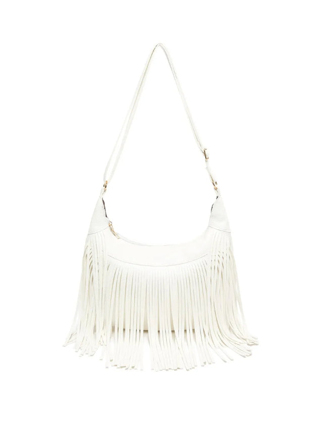 Medium PU leather fringe shoulder bag.