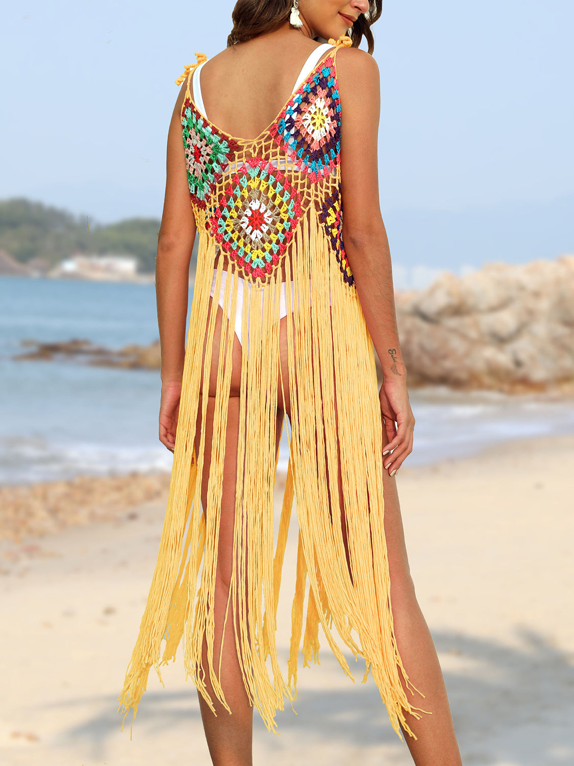 Fringe Spaghetti Strap Cover-Up.