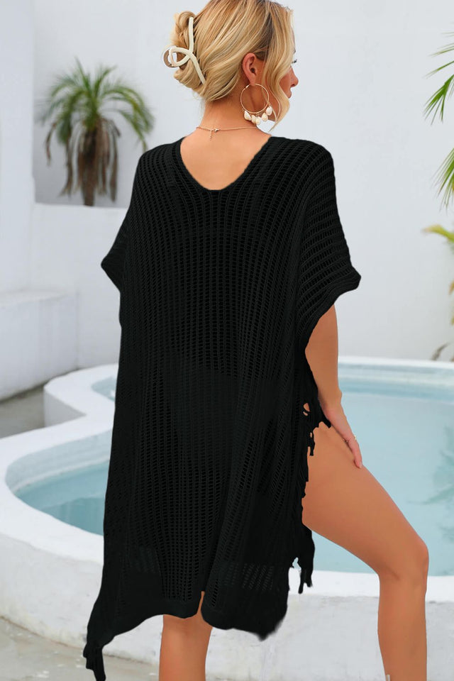 Angel Wings Fringe Trim Openwork Cover Up.
