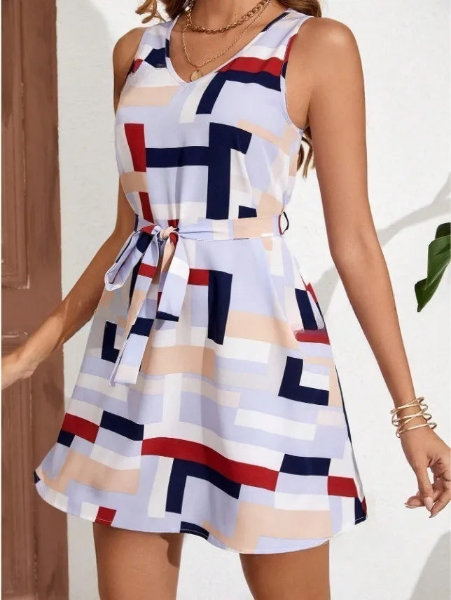 Decorative Button Sleeveless Knit Mini Dress.