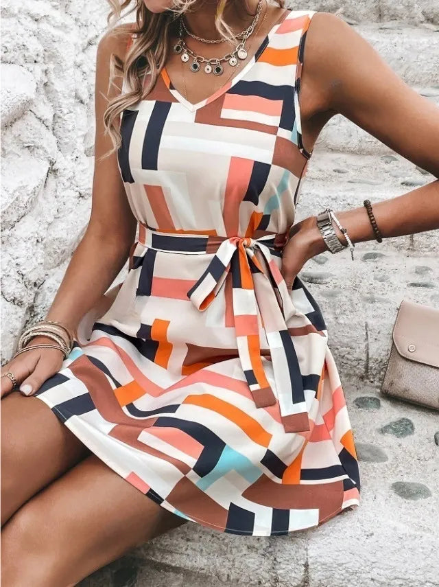 Perfee Decorative Button Surplice Ruffle Hem Dress.