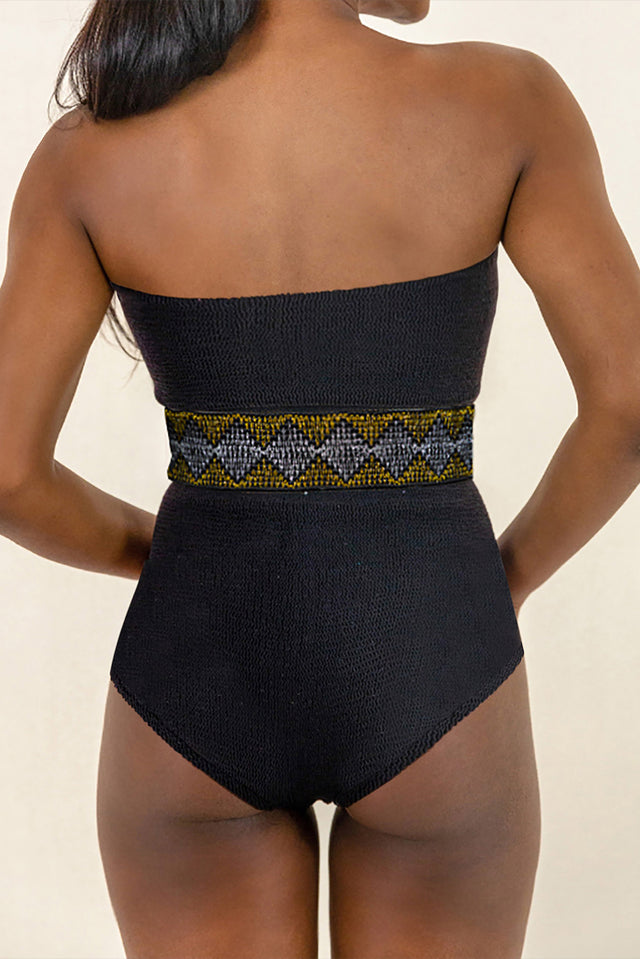 Geometric Tube Strapless One-Piece Swimwear.