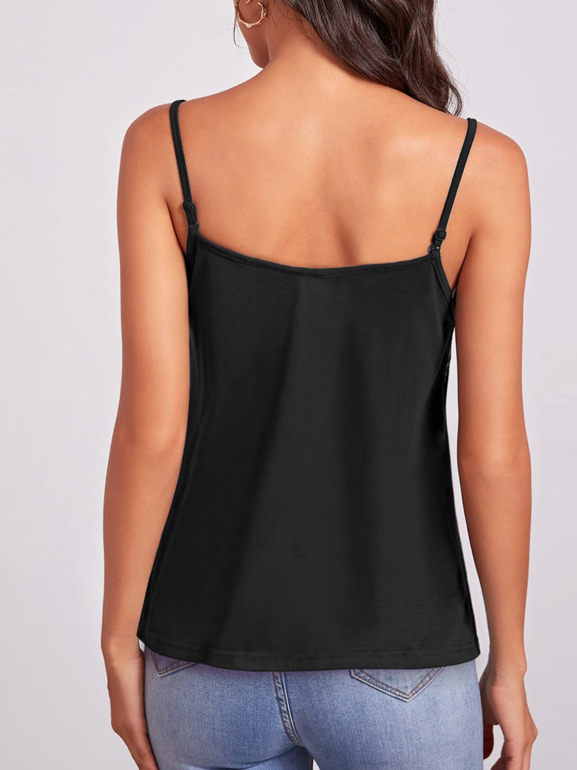 Geometric V-neck spaghetti strap cami.