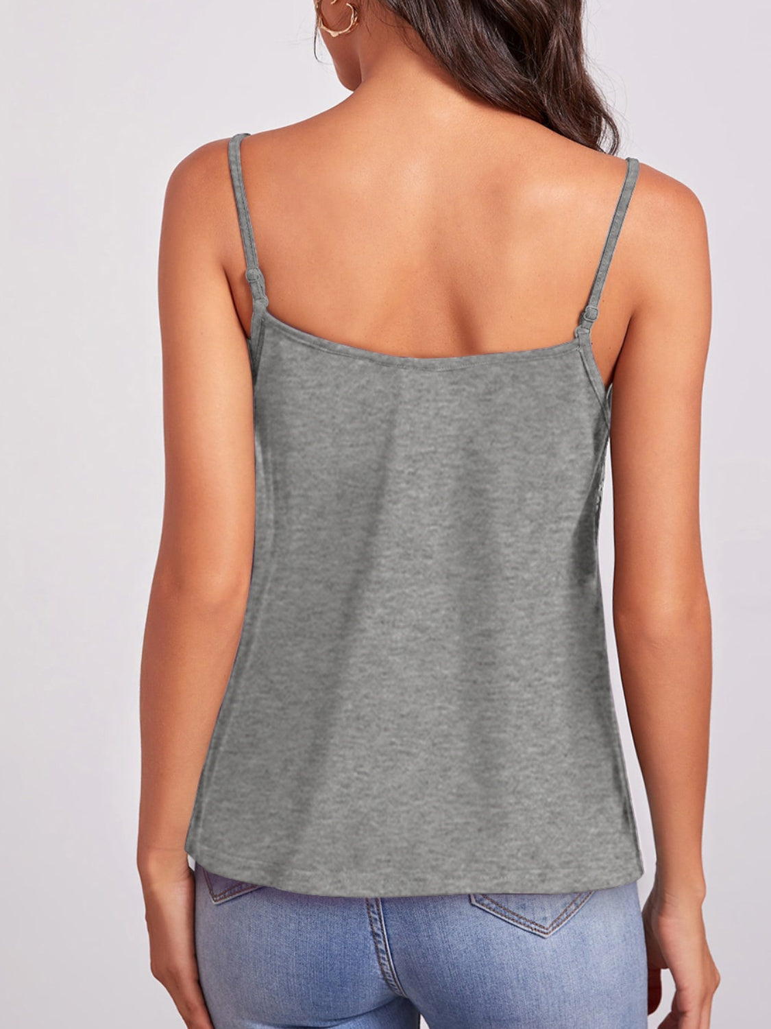 Geometric V-neck spaghetti strap cami.
