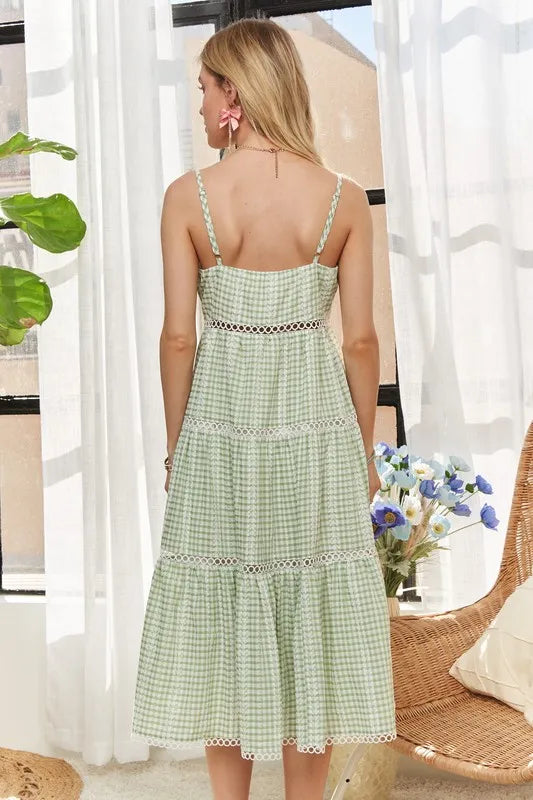 Adora Gingham Detail Washed Dress.