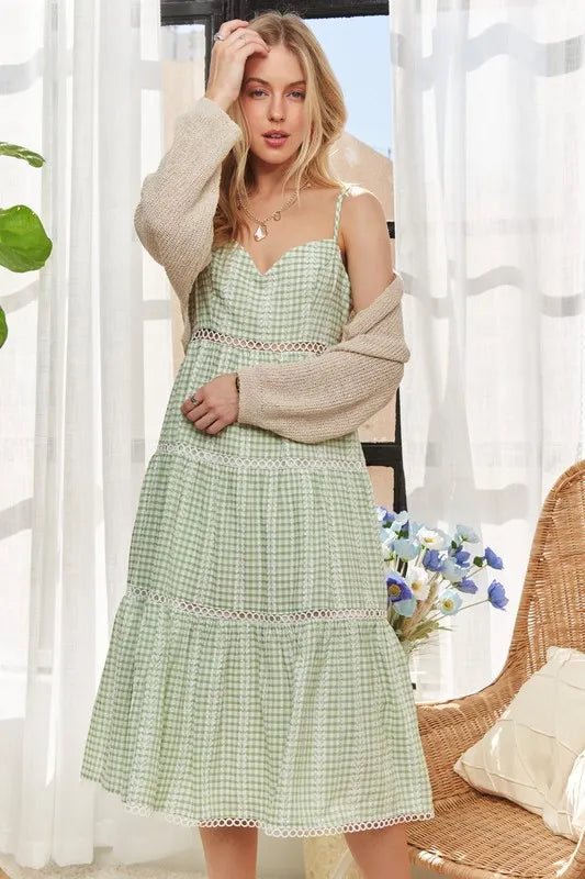 Adora Gingham Detail Washed Dress.