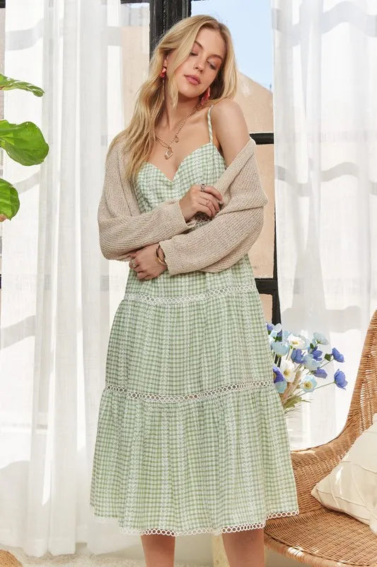 Adora Gingham Detail Washed Dress.