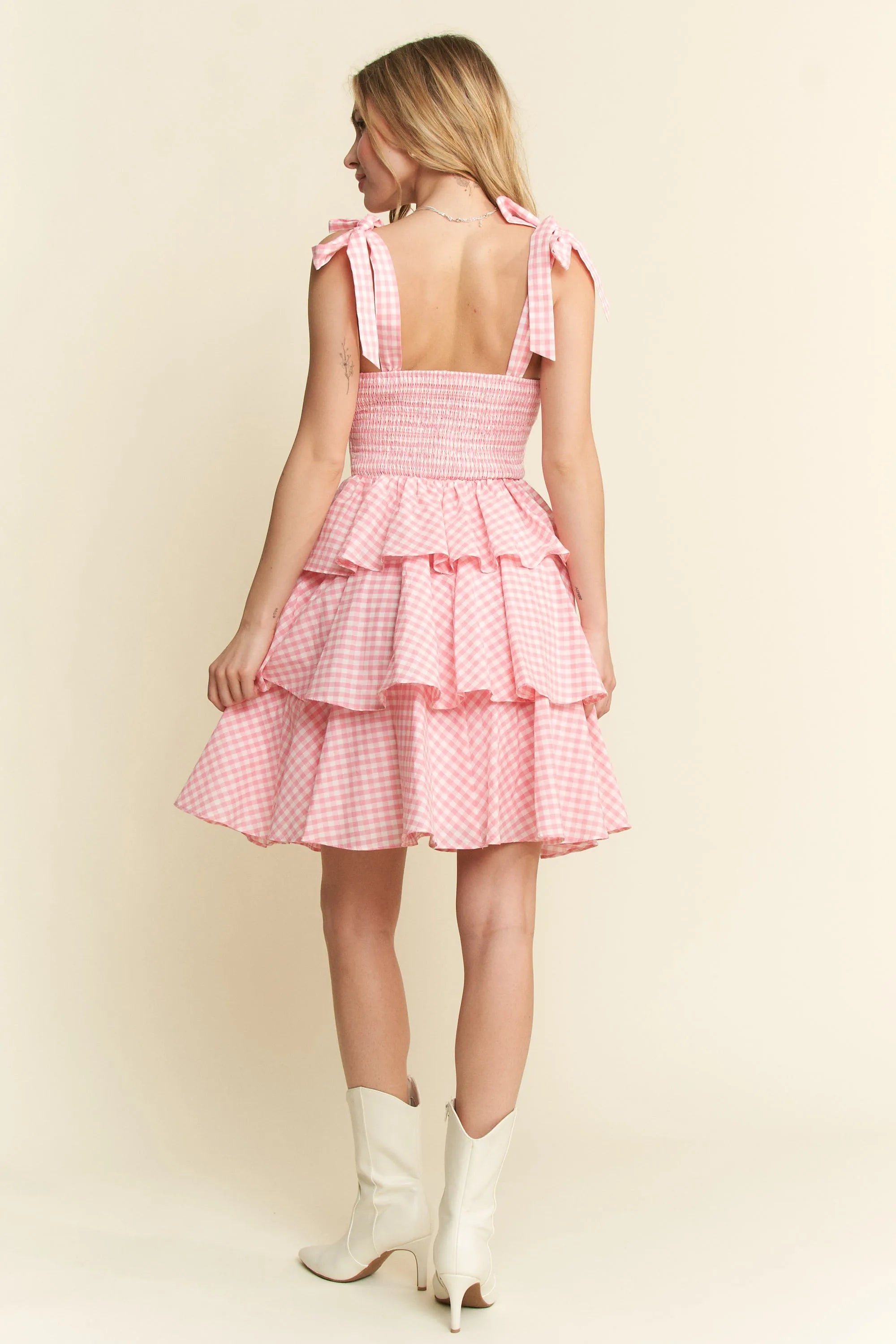 Jade by Jane Full Size Gingham Tiered Mini Dress Plus Size.