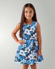 Girls Sun Dress - Blue Hawaiian