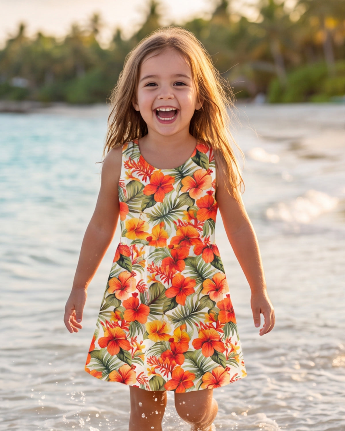 Girls Sun Dress - Sunset Bloom