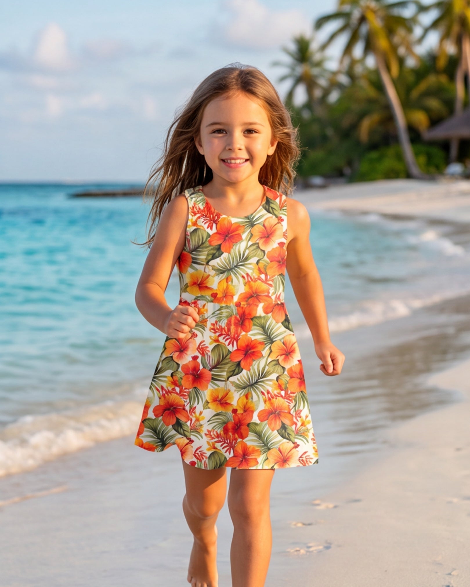 Girls Sun Dress - Sunset Bloom