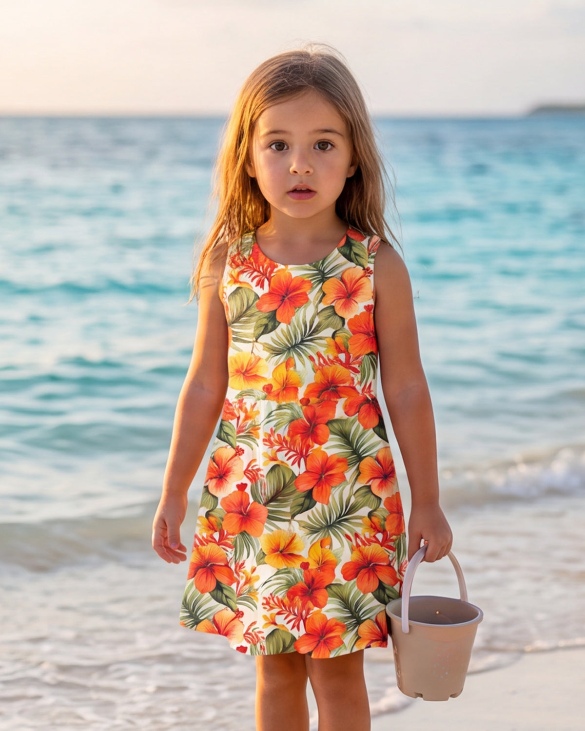 Girls Sun Dress - Sunset Bloom