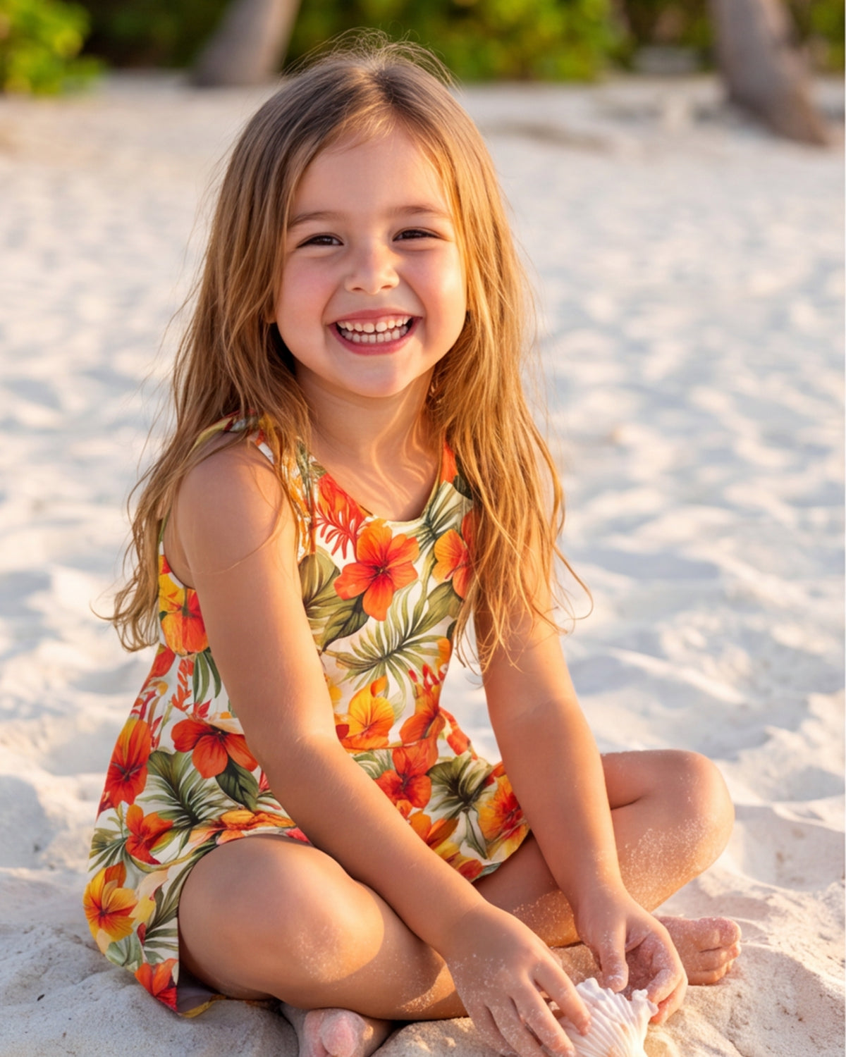 Girls Sun Dress - Sunset Bloom