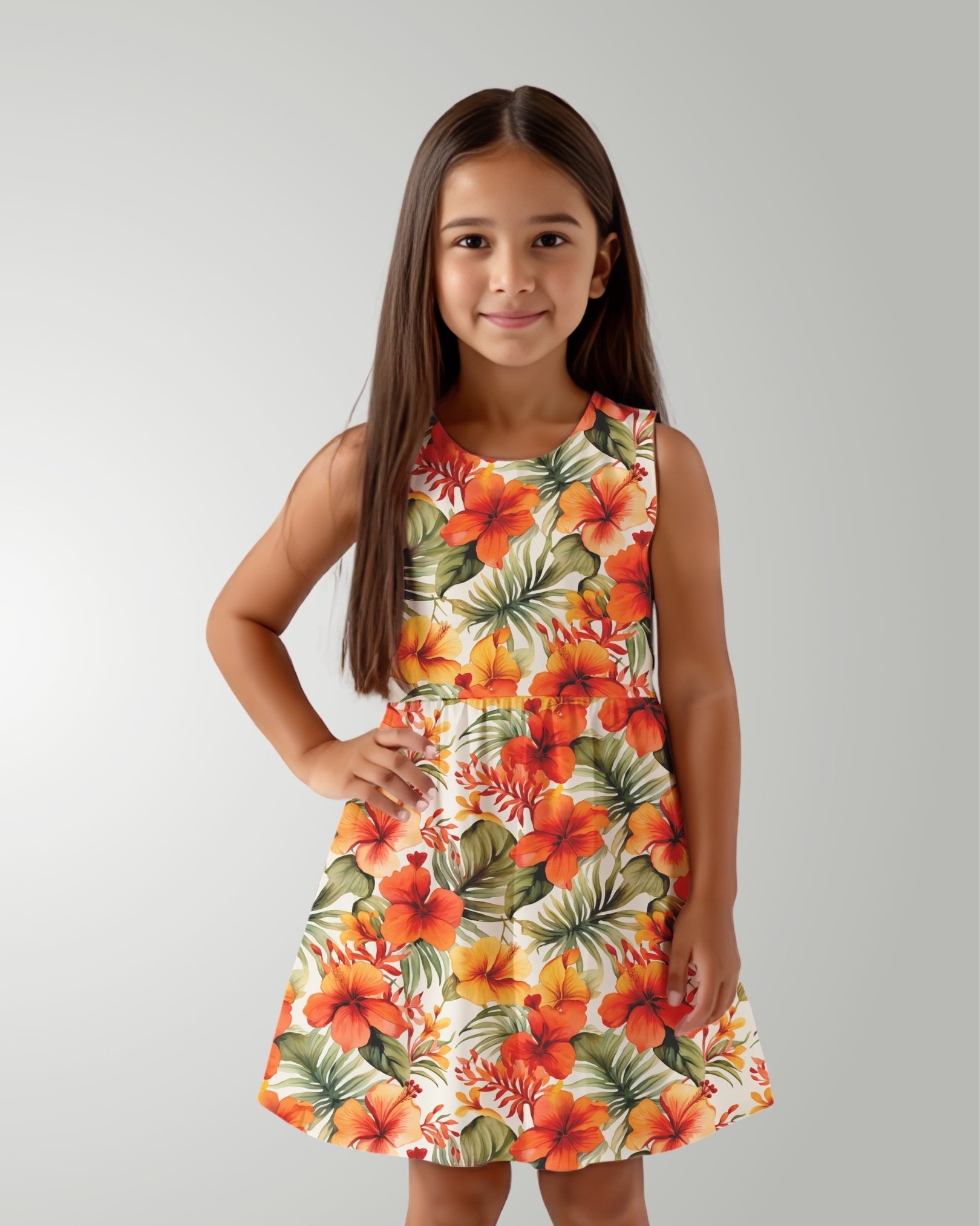 Girls Sun Dress - Sunset Bloom