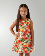 Girls Sun Dress - Sunset Bloom