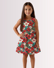 Girls Sun Dress - Red Hawaiian II