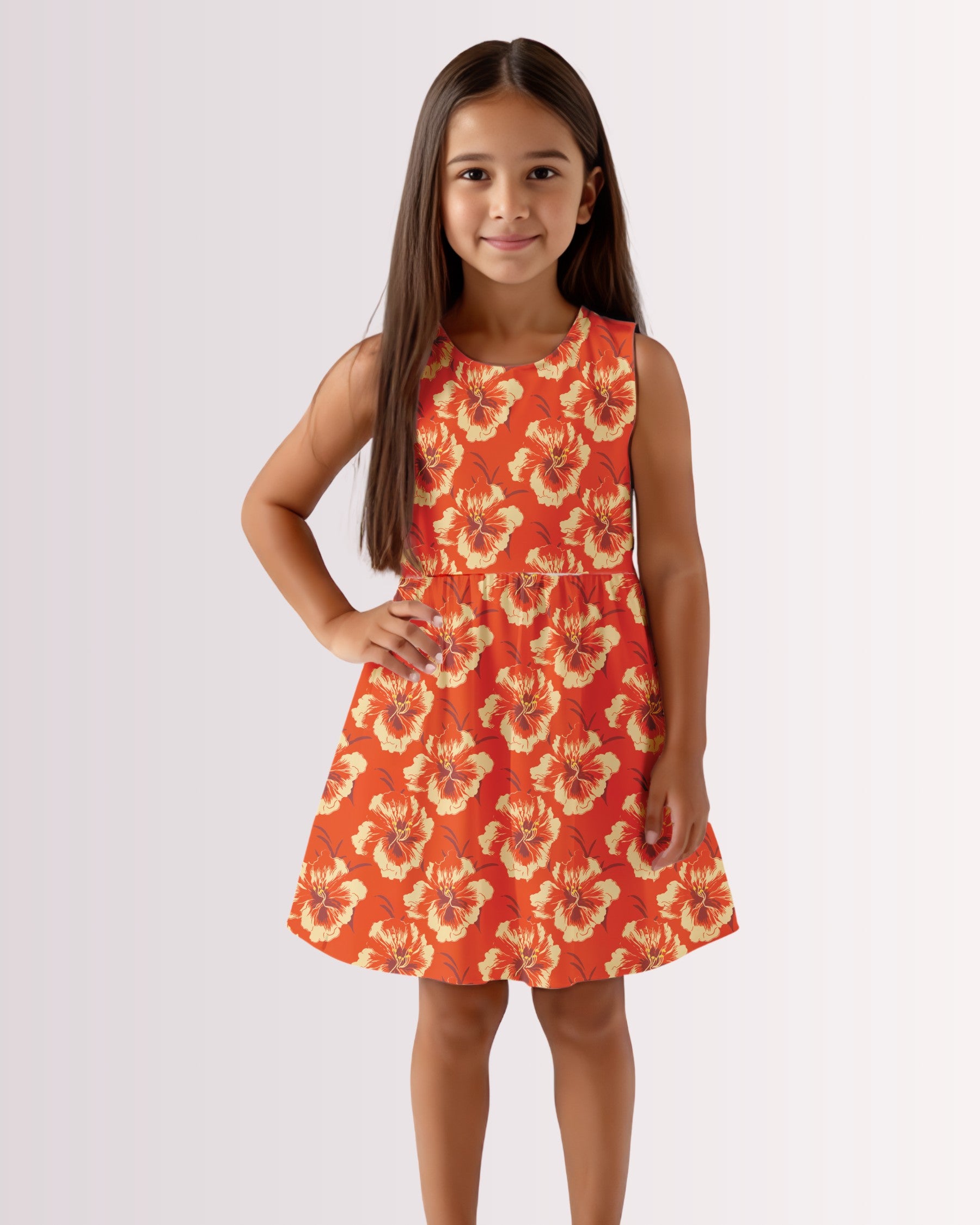 Girls Sun Dress - Red Hawaiian I