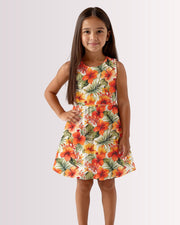 Girls Sun Dress - Orange Hawaiian III