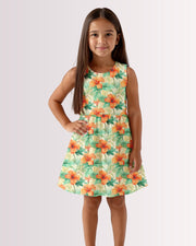 Girls Sun Dress - Tropical Hawaiian VI