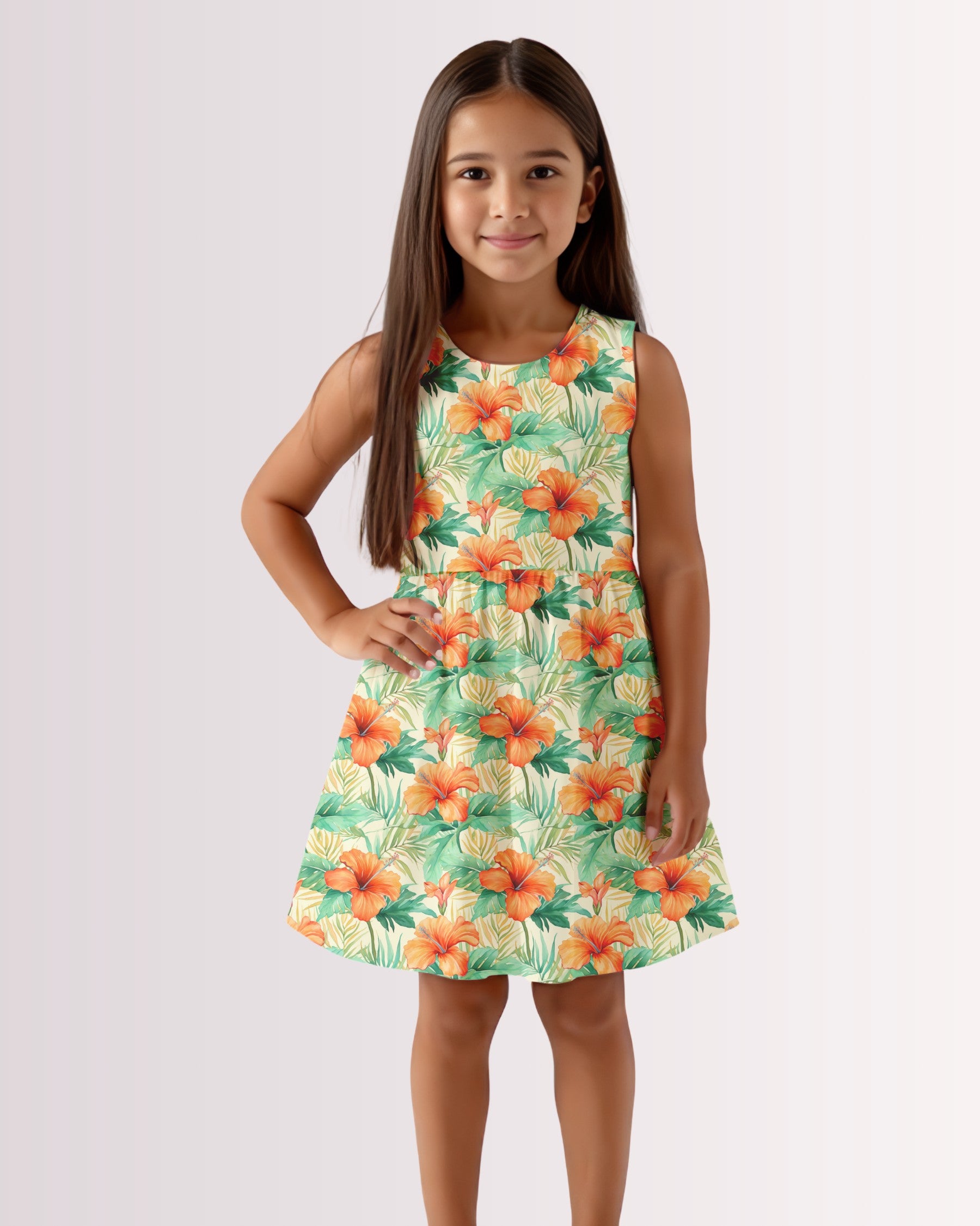 Girls Sun Dress - Tropical Hawaiian VI
