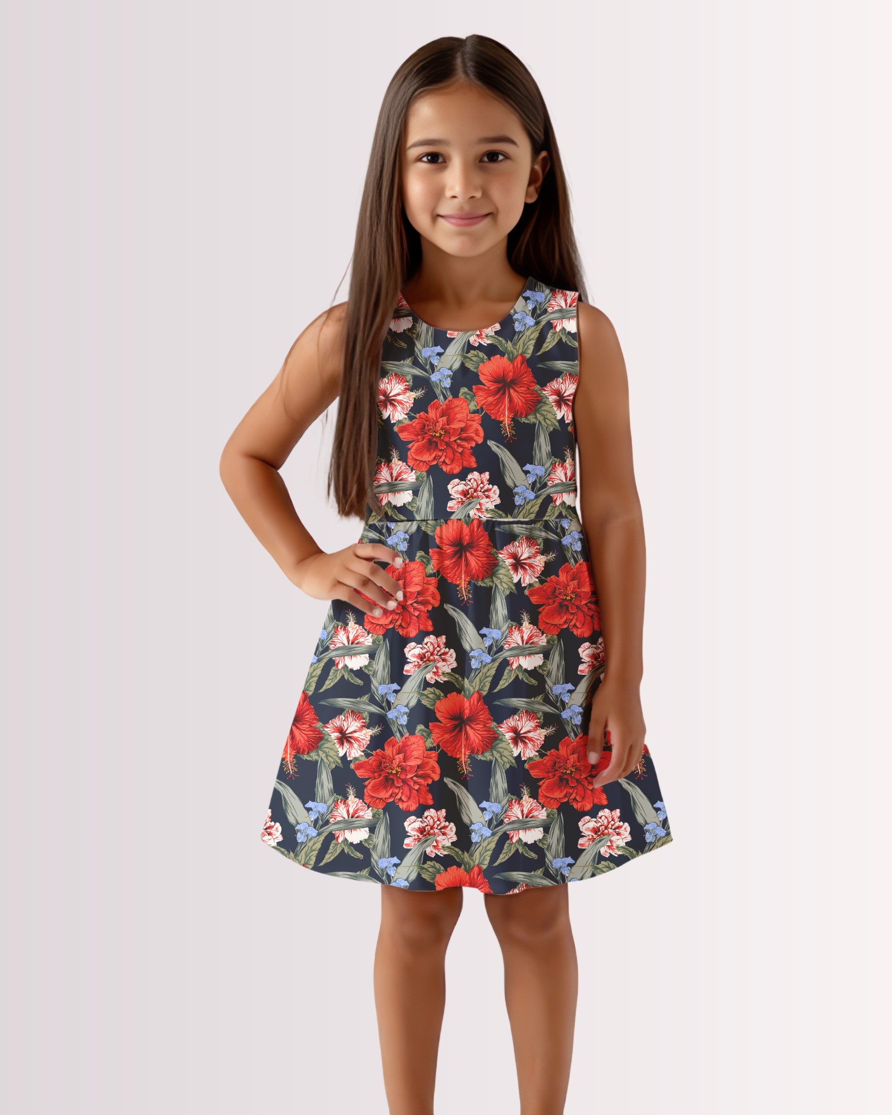 Girls Sun Dress - Tropical Floral IX