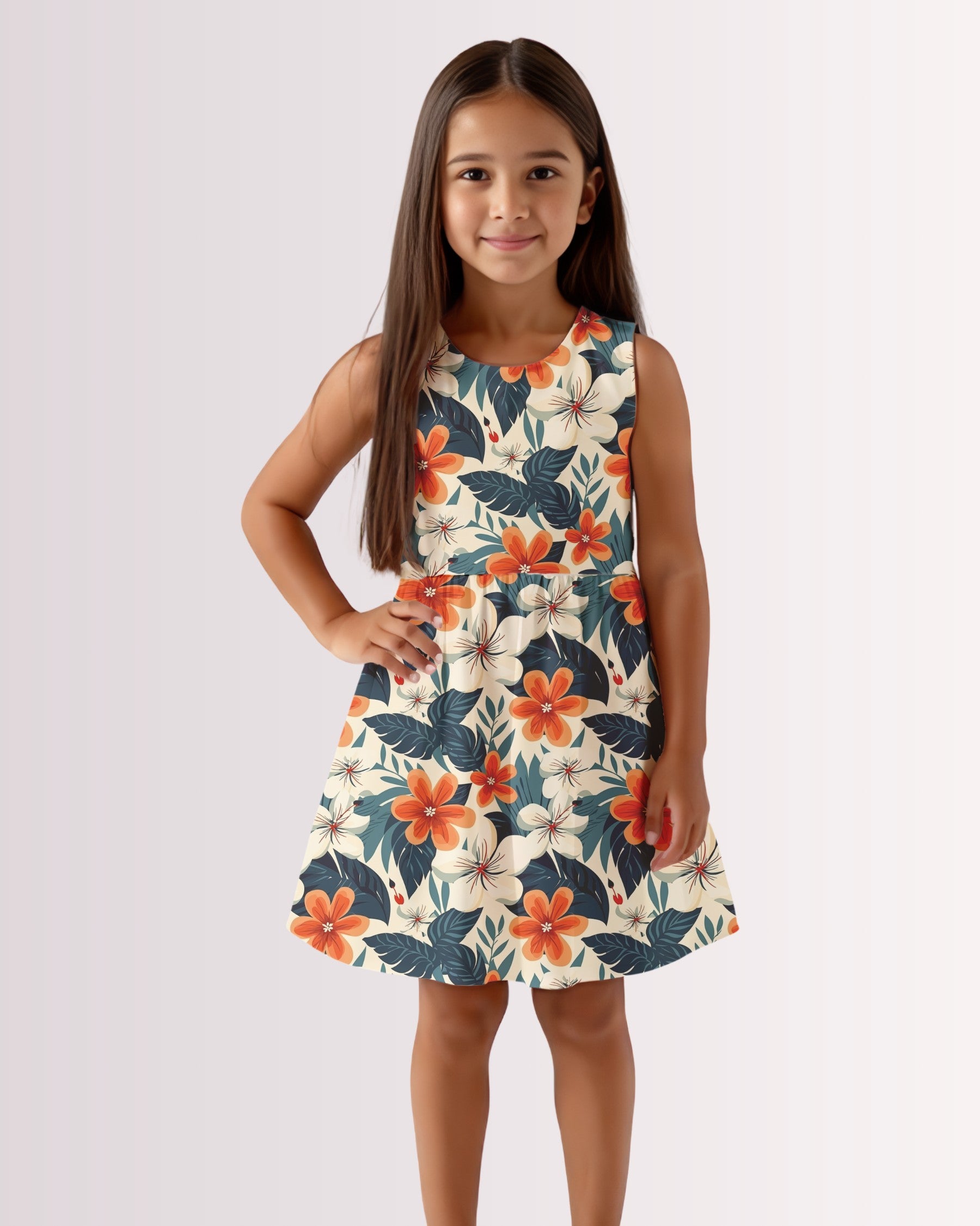 Girls Sun Dress - Tropical Floral II