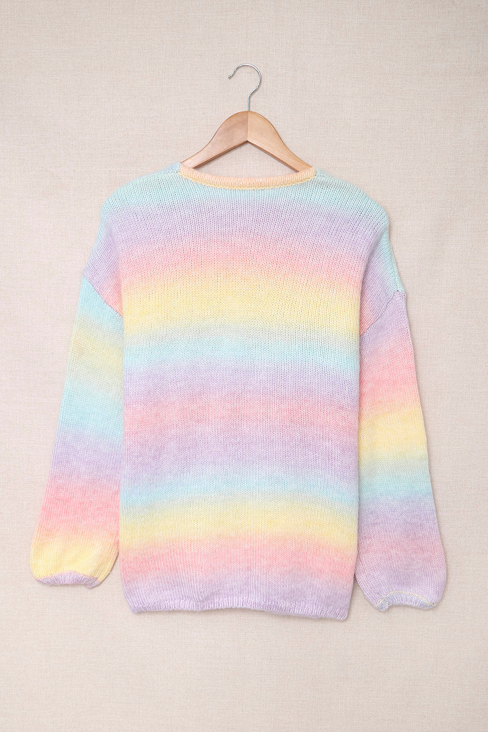 Gradient open front drop shoulder cardigan.