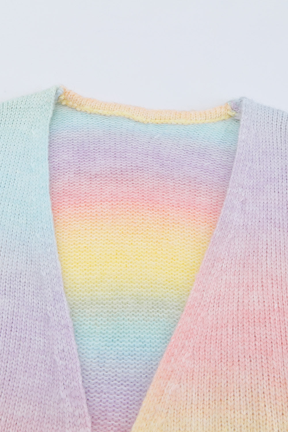 Gradient open front drop shoulder cardigan.