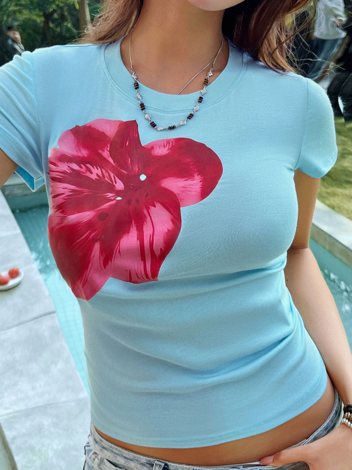 Graphic Round Neck Short Sleeve T-Shirt