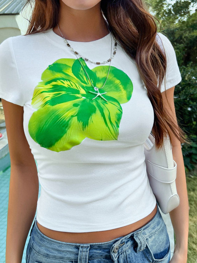 Graphic Round Neck Short Sleeve T-Shirt