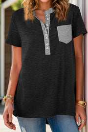 Half Button Short Sleeve T-Shirt