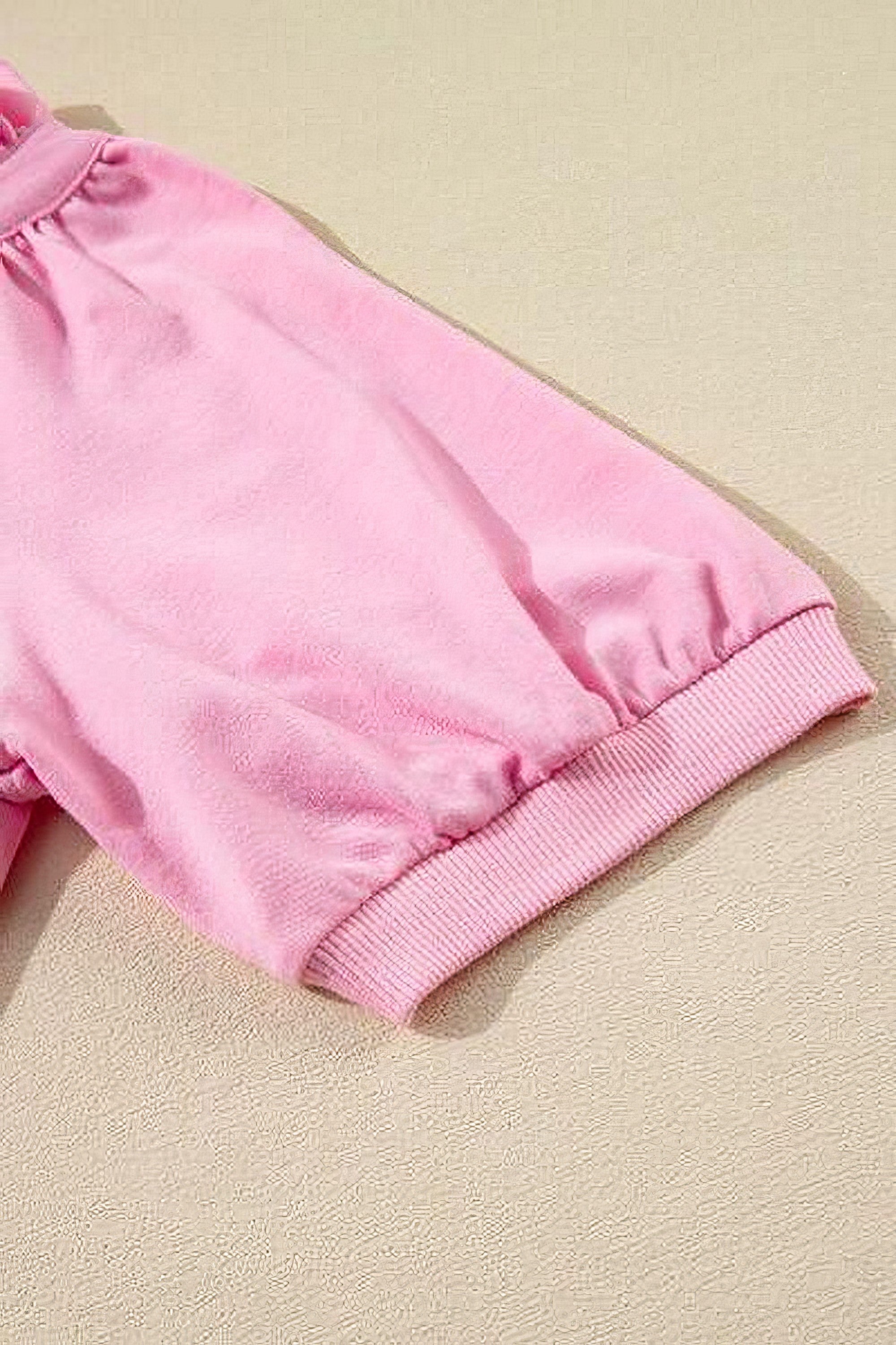 Women's half-zip puff sleeve top and ruffled shorts set with frill detail