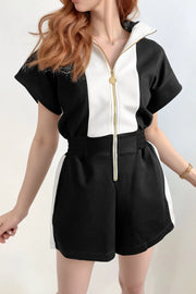Half Zip Short Sleeve Romper