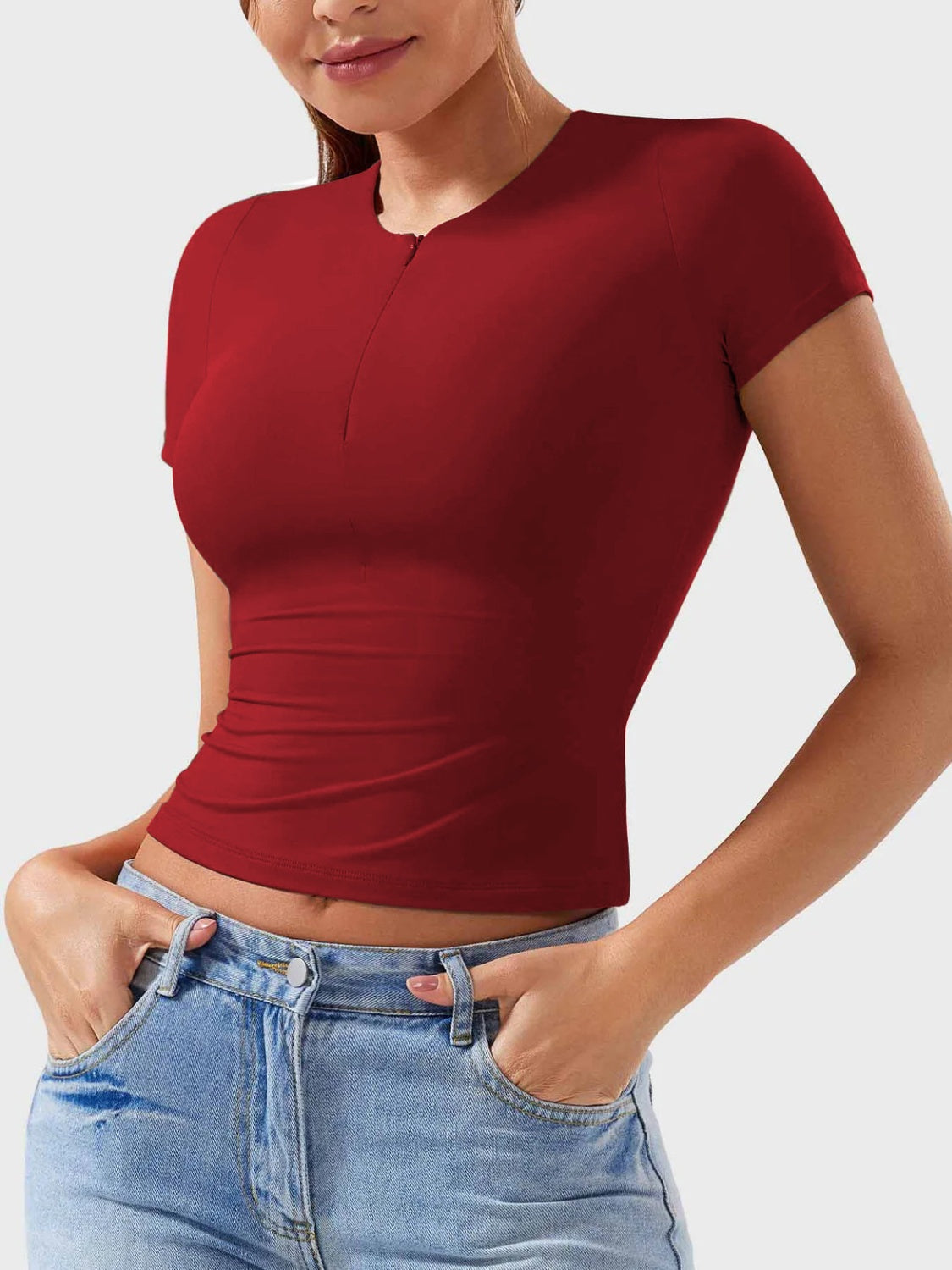 Half Zip Short Sleeve T-Shirt