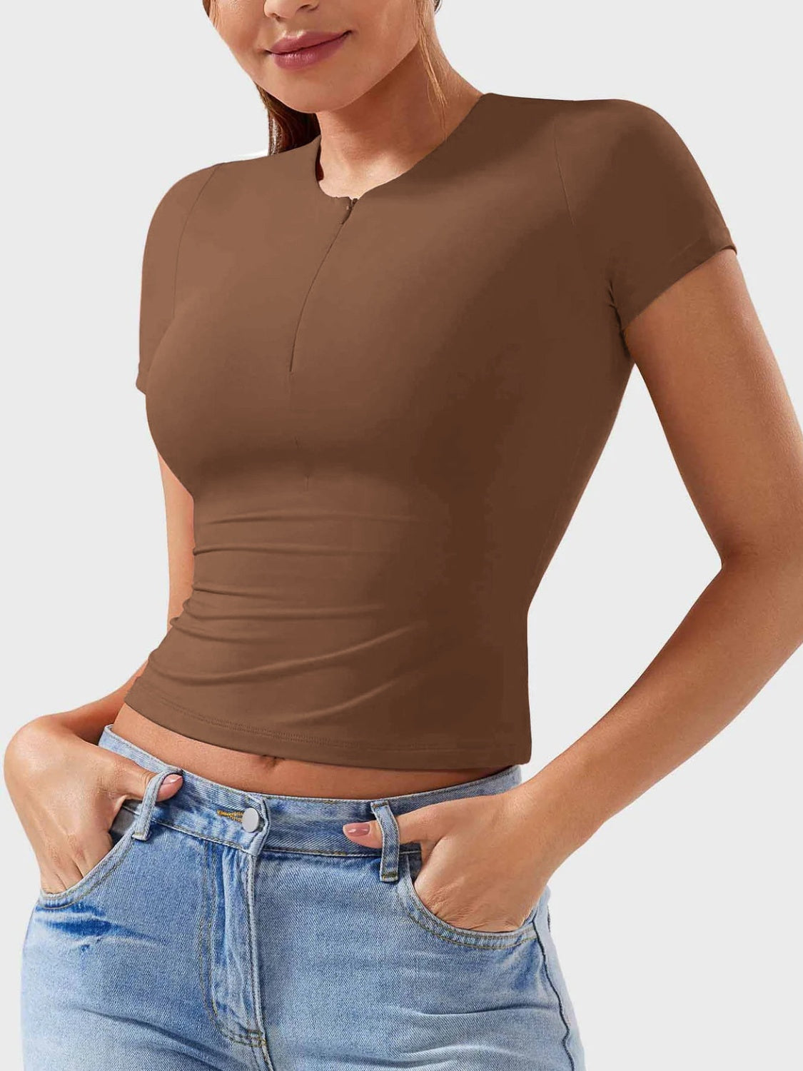 Half Zip Short Sleeve T-Shirt