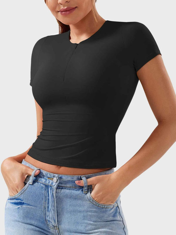 Half Zip Short Sleeve T-Shirt