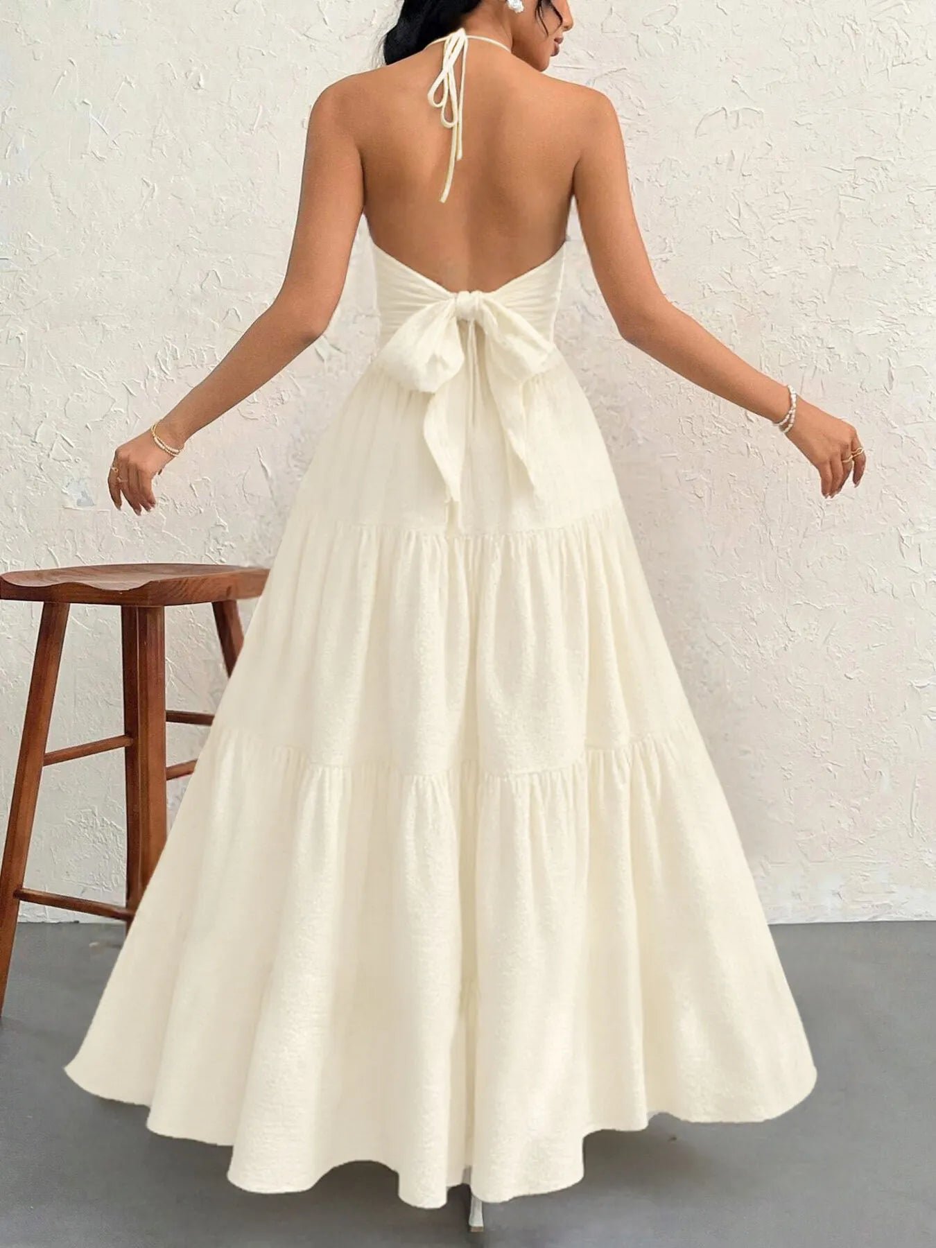 Halter Neck Tiered Maxi Dress.