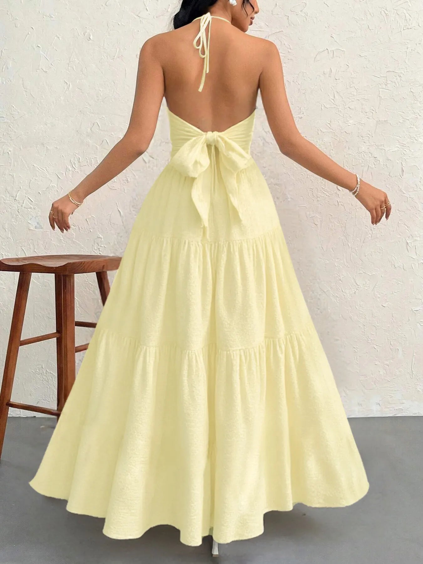 Halter Neck Tiered Maxi Dress.