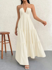 Halter Neck Tiered Maxi Dress.