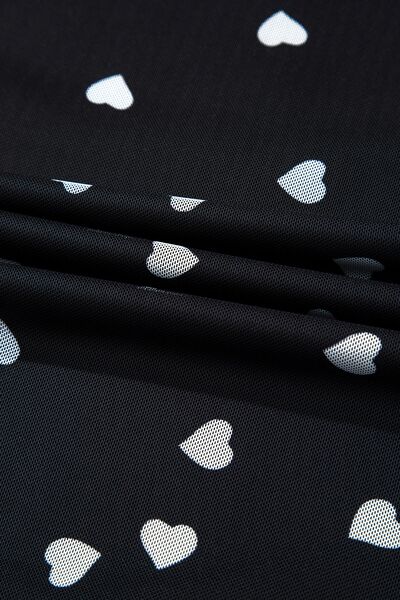 Heart square neck long sleeve bodysuit.