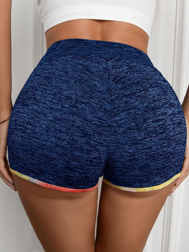 Heathered wide waistband shorts.